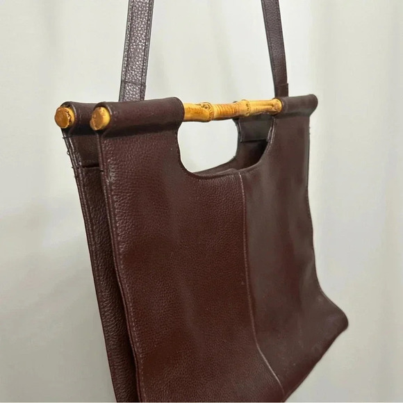Brown Structured Bag with Bamboo Handles - Picture 4 of 4